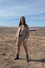 Need You In My Life Cotton Bomber Jacket - Sand