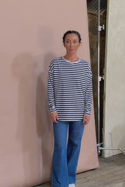 Fundamental Lauren Stripe LS Tee - Blkwhte