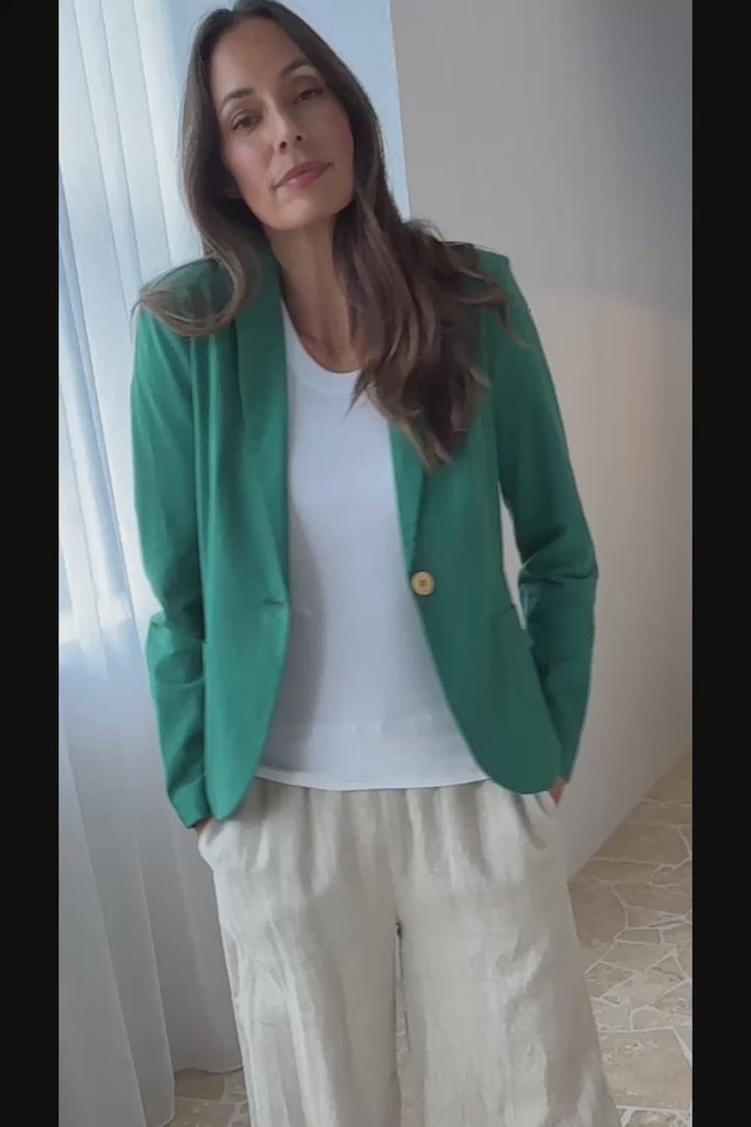 Cotton Linen Blazer - Green