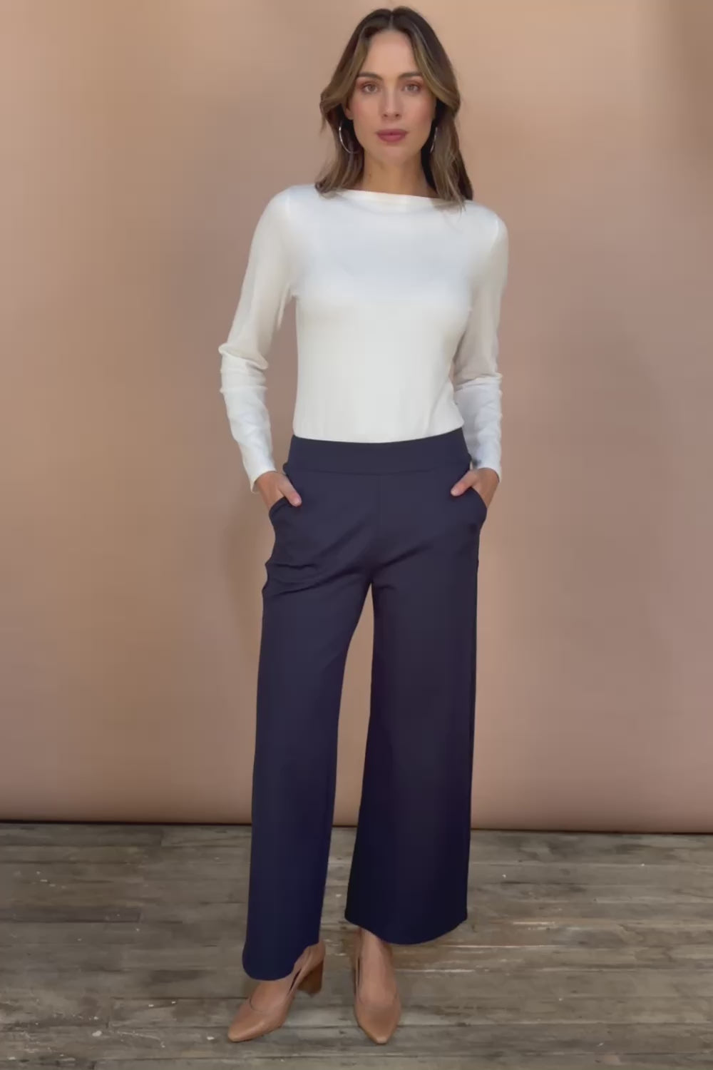 The Wide Leg Ponte Pant - Darknavy