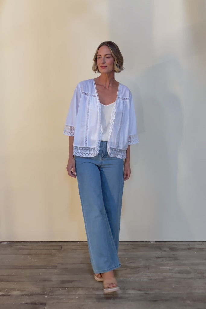 Spring Day Cotton Throw - White