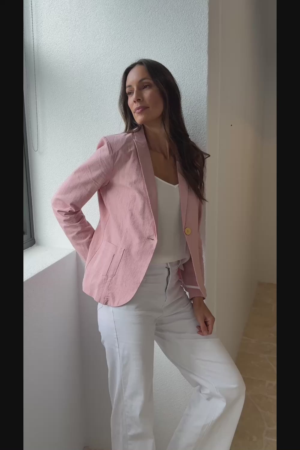 Cotton Linen Blazer - Softblush