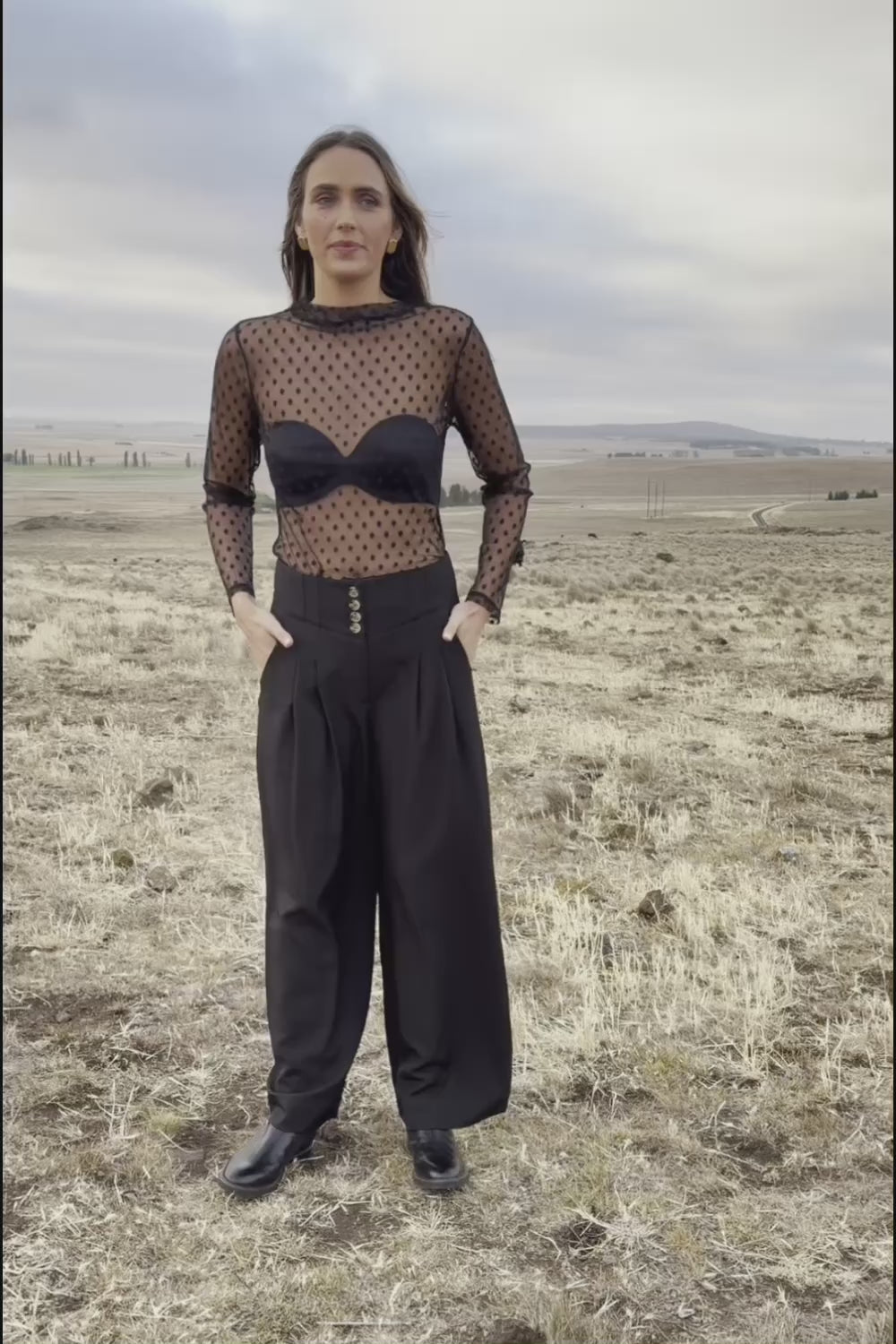 Layer Me Up Lace Mesh Long Sleeve Top - Black