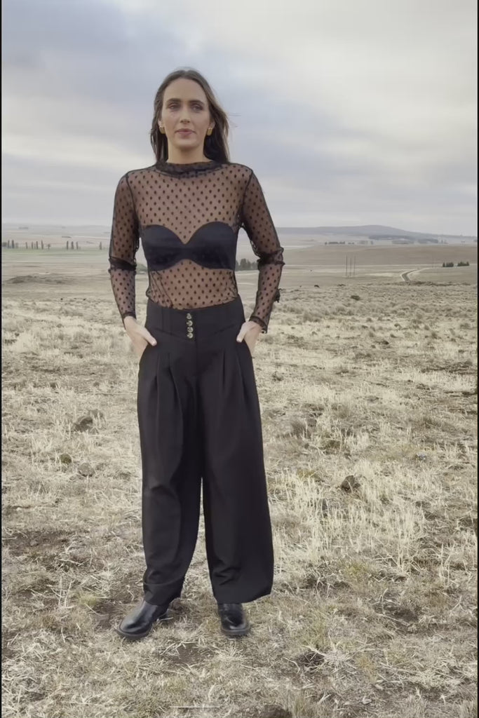 Layer Me Up Lace Mesh Long Sleeve Top - Black