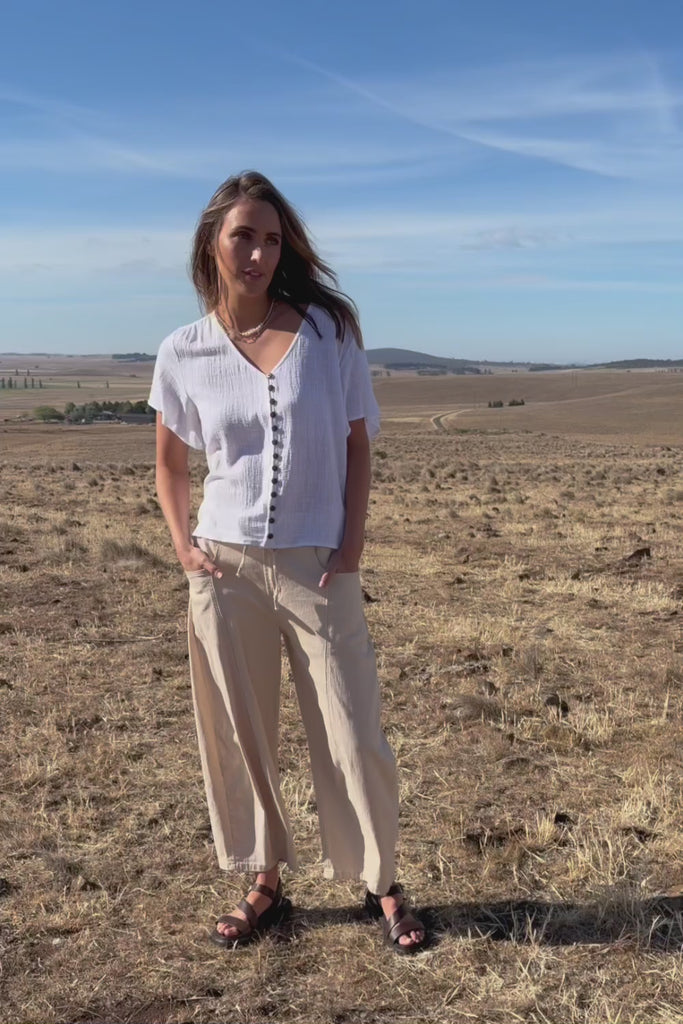 Cute As A Button Blouse - White