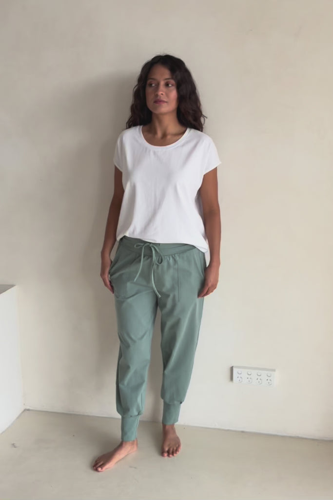 Cotton Jersey Pull On Jogger – Sage