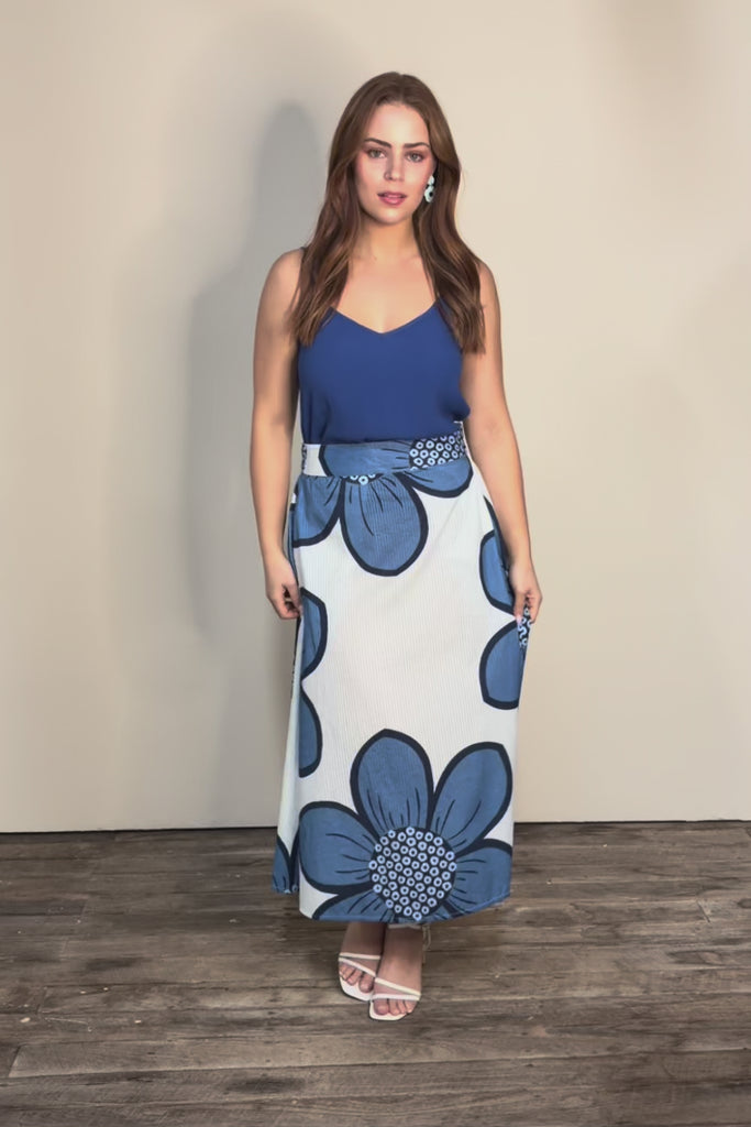 Cotton Flower Skirt – Blue