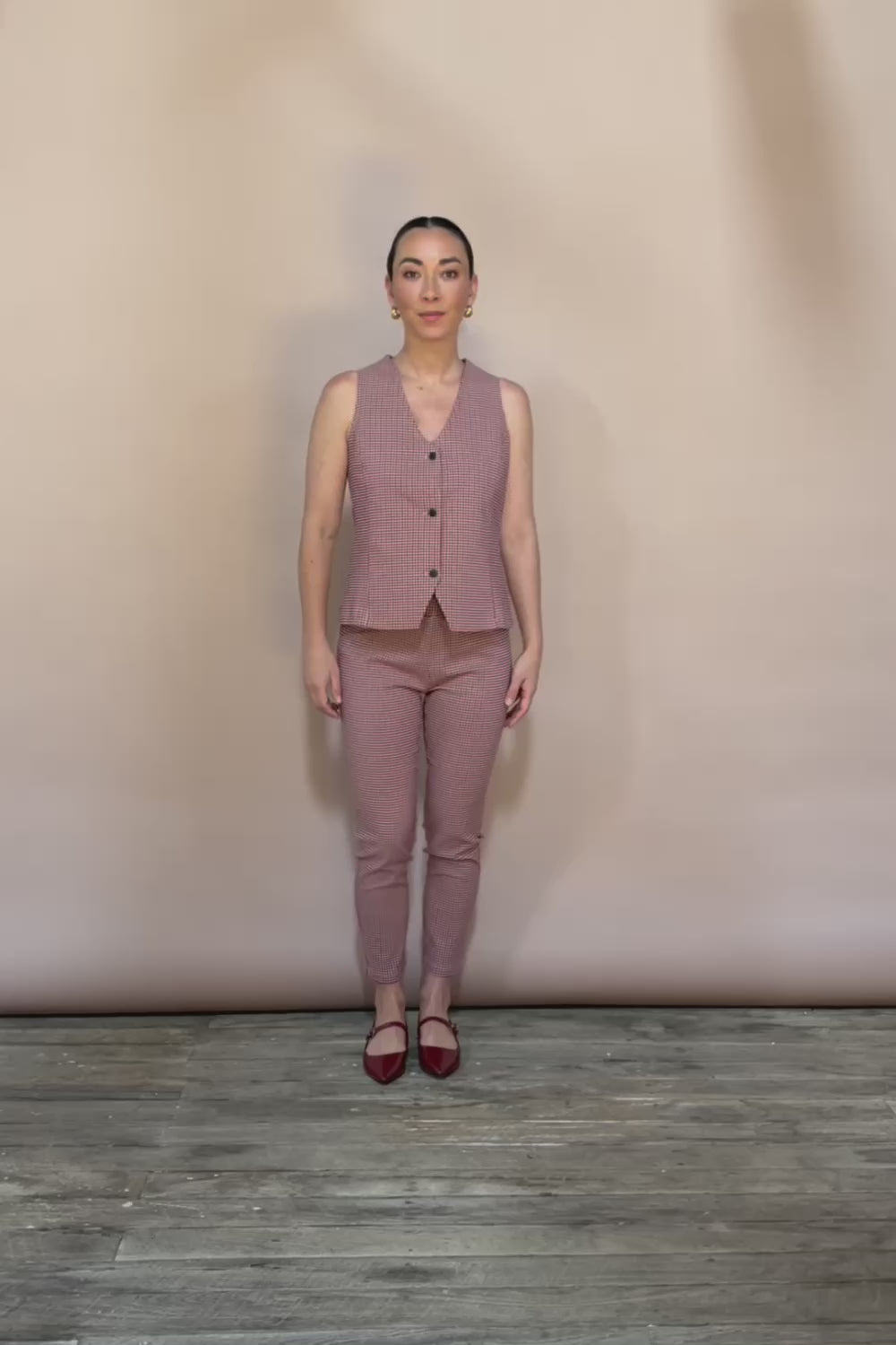 Stretch Check Vest - Redcheck