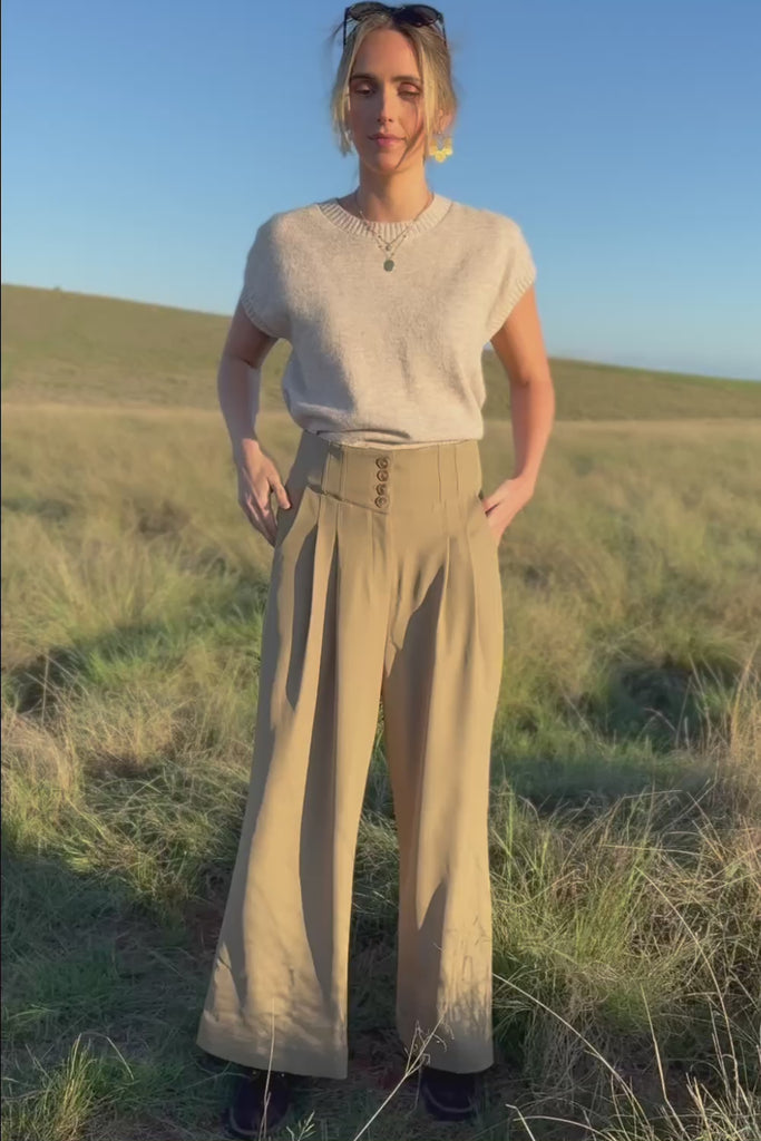 High Flying Wide Leg Pants - Pumice
