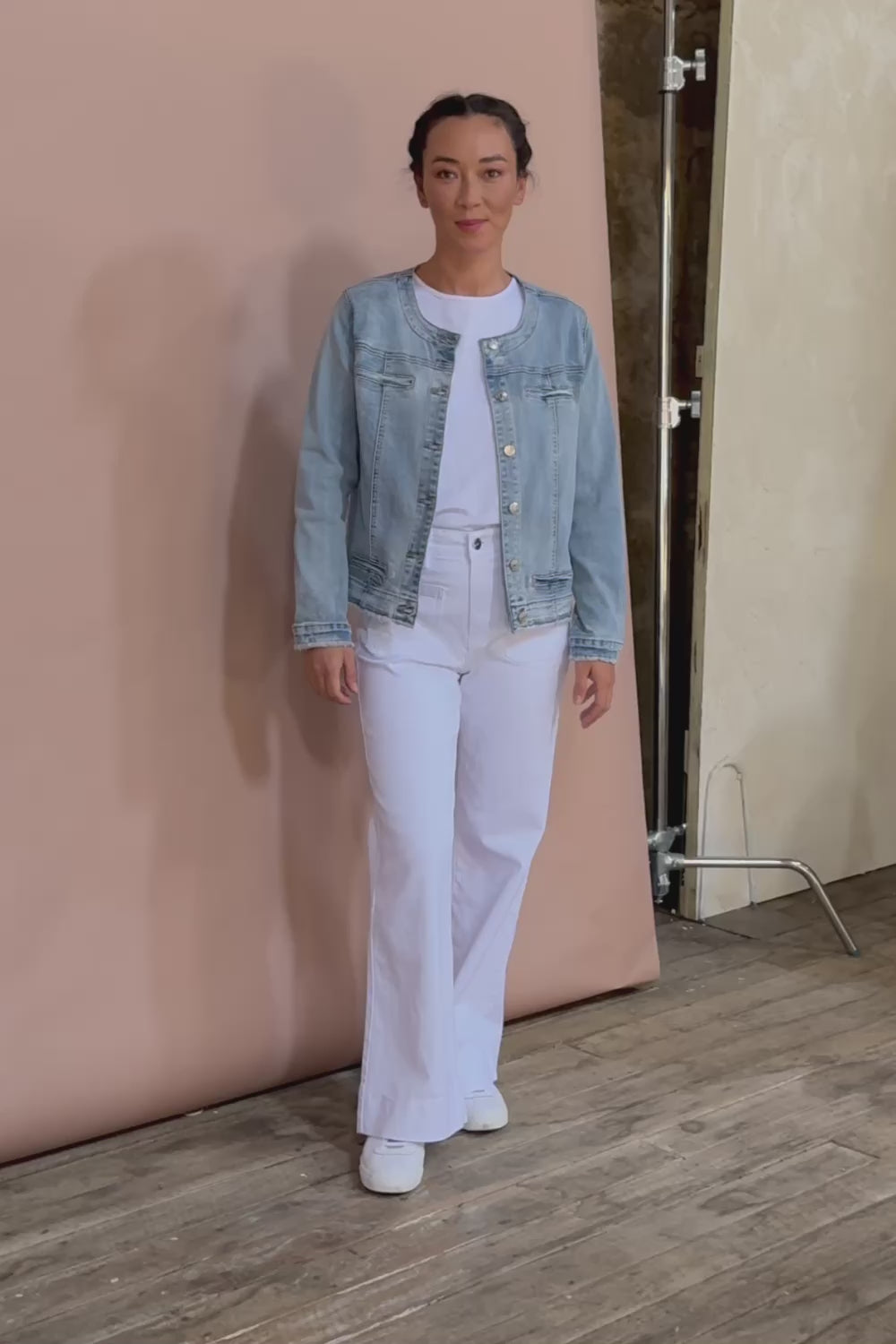 Collarless Jacket - Denim