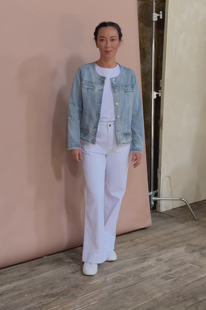 Collarless Jacket - Denim