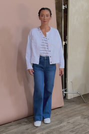 Collarless Jacket - White