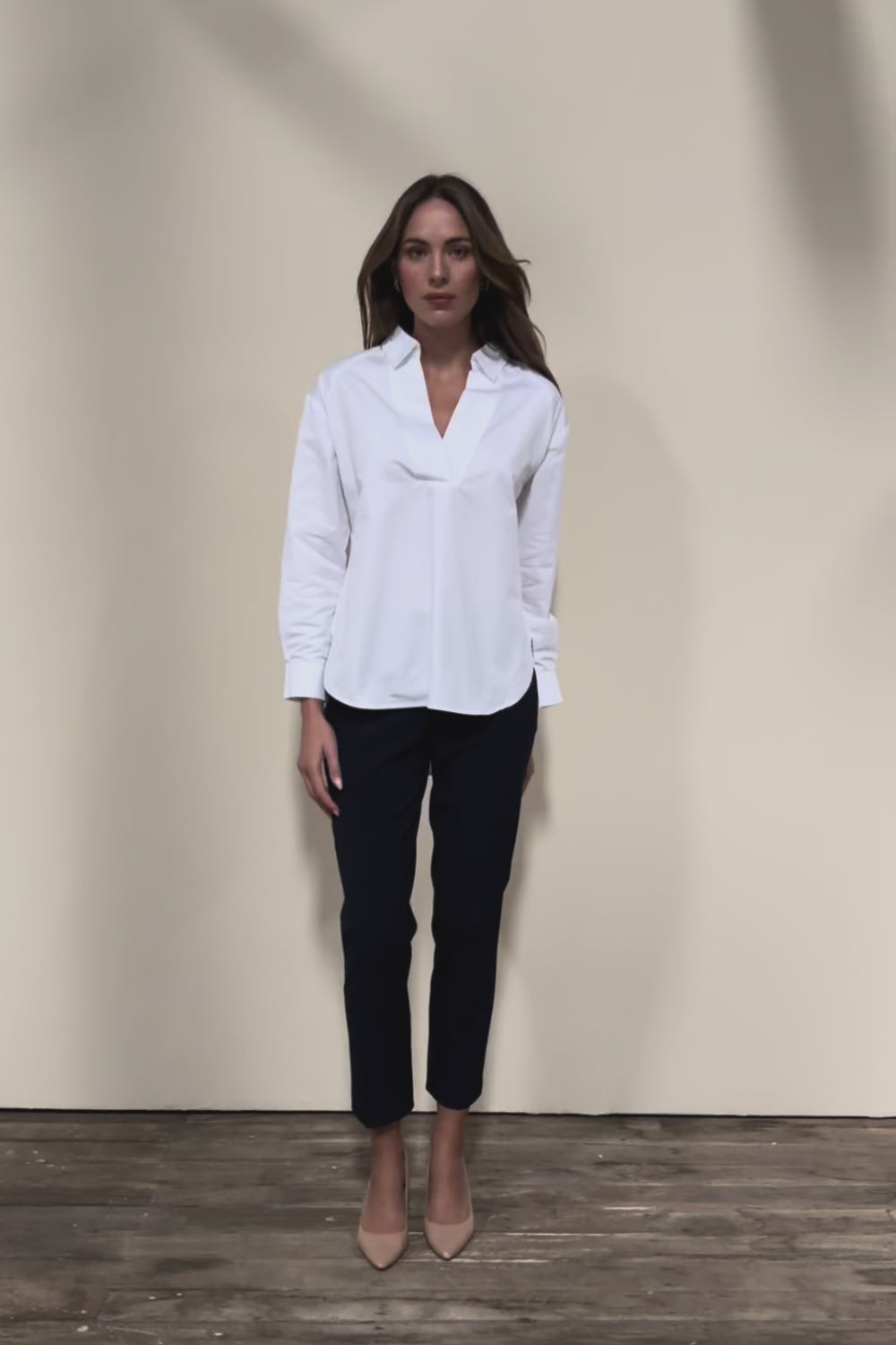 The Luxe Cotton Popover Shirt – White