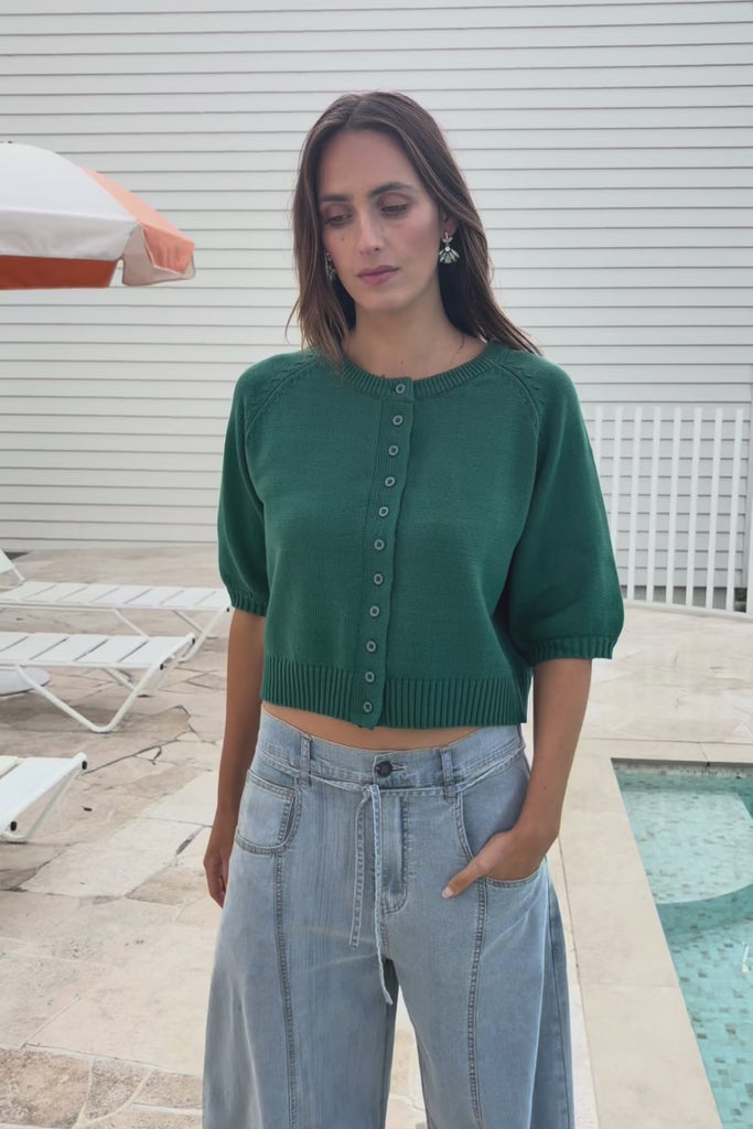 Clear Skies Balloon Sleeve Cotton Blend Cardi – Dreamgreen