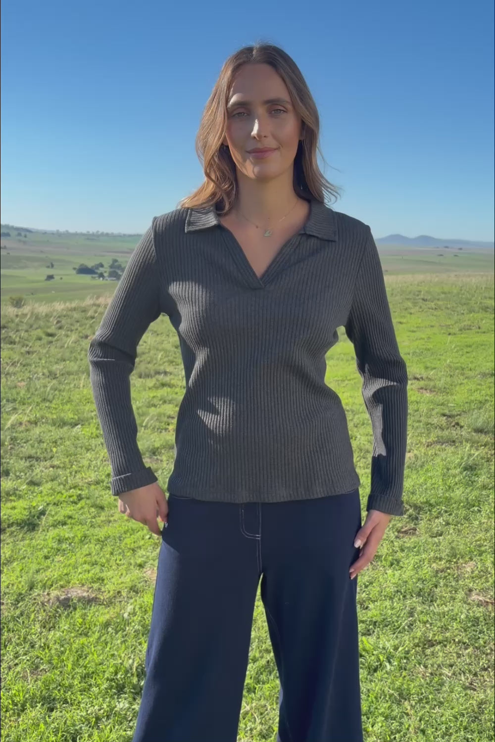 Easy Street Ribbed Long Sleeve Top – Smoke