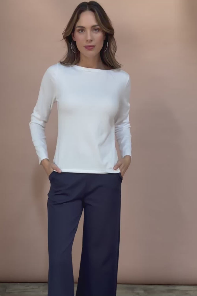 The Soft Boat Neck Knit – Snow