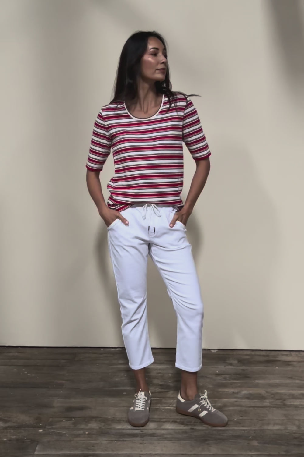 The Pull On Cotton Pant With Drawstring – White