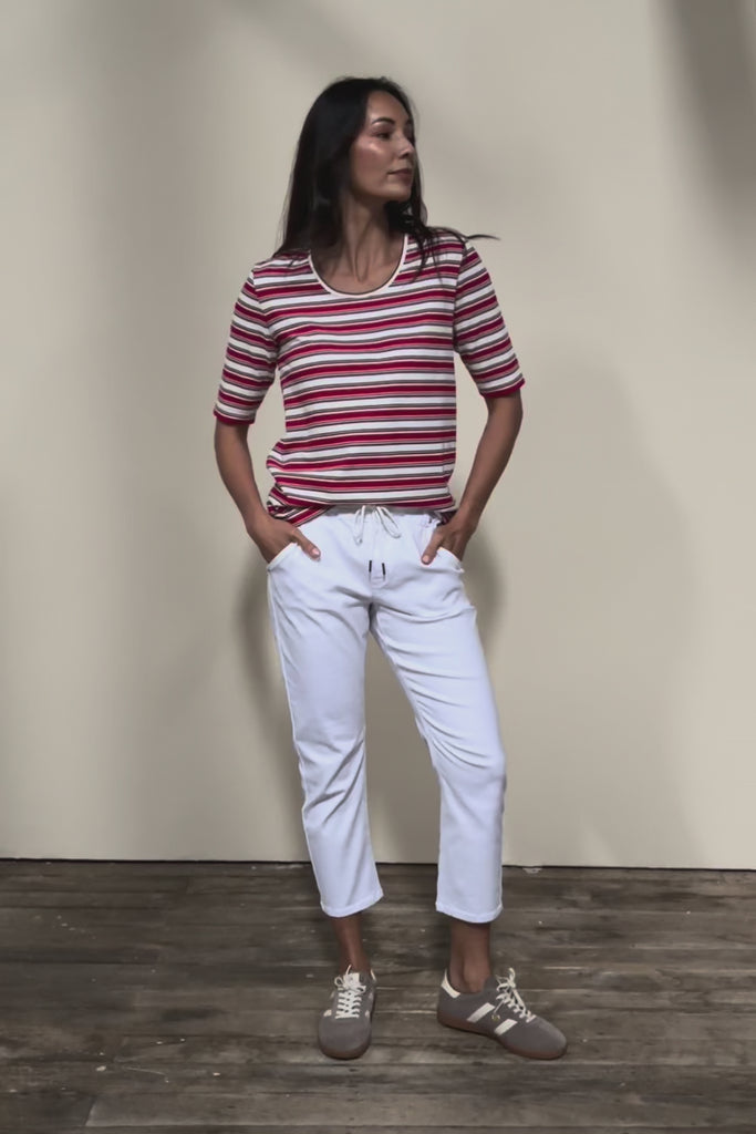 The Pull On Cotton Pant With Drawstring – White
