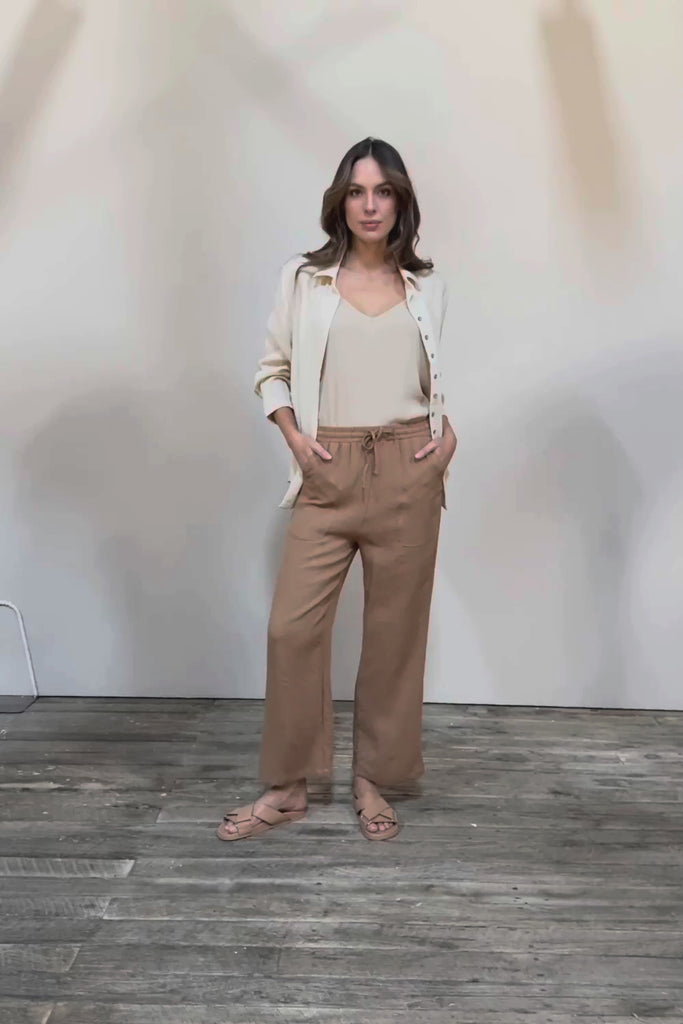 The Must Have Linen Look Pull on Pant - Latte