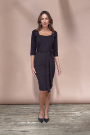 The Square Neck Ponte Dress - Black