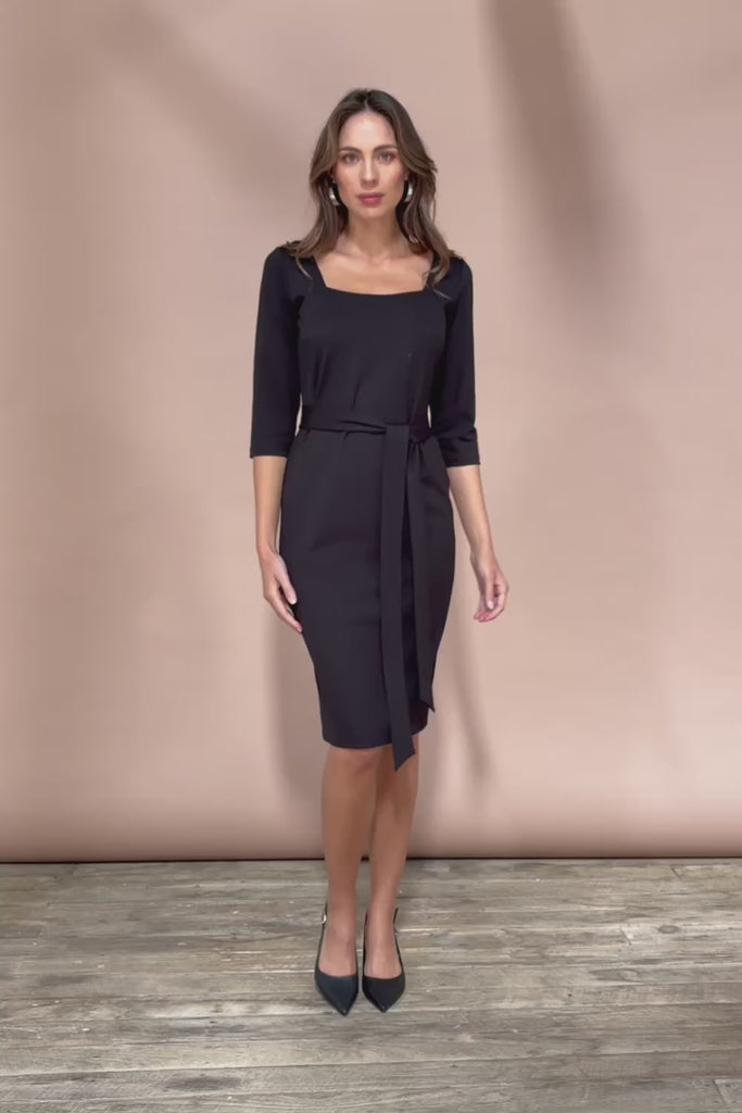 The Square Neck Ponte Dress - Black
