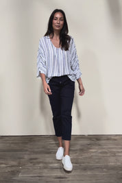 The Pull On Cotton Pant With Drawstring – Navy