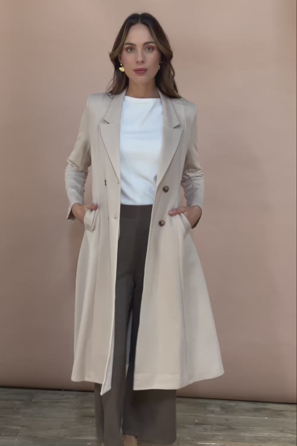 The Desire Longline Ponte Coat – Sand