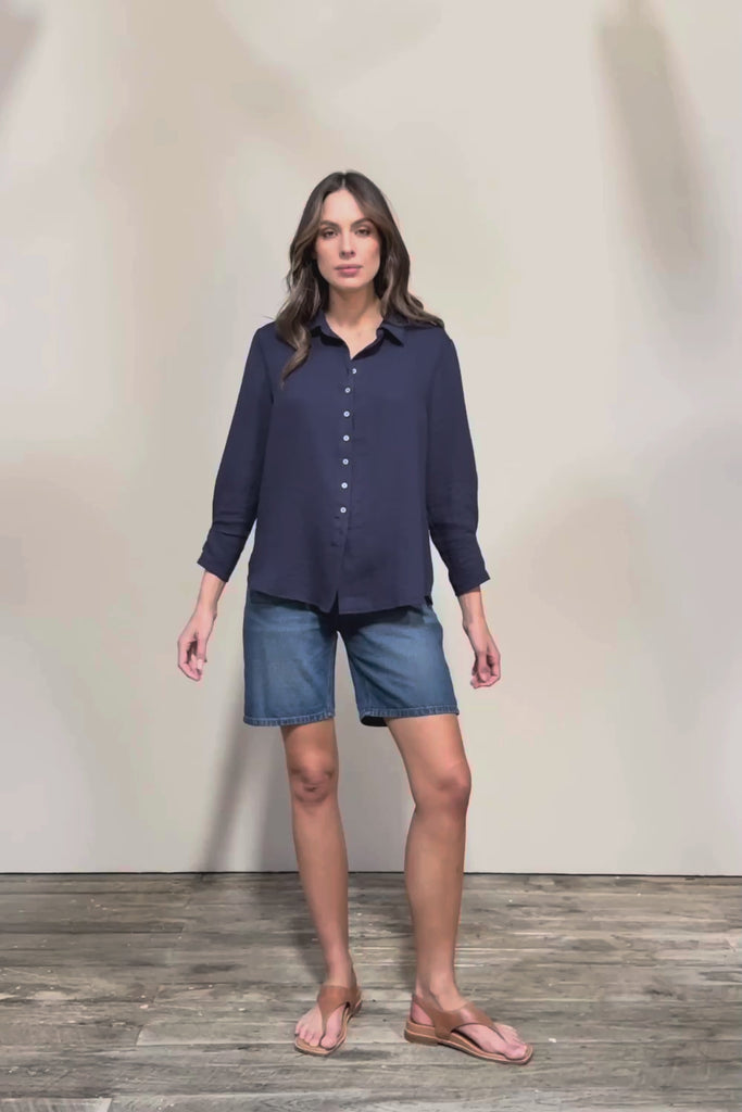 The Must Have Linen Look Shirt - Navy