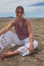 Cute As A Button Cotton Tank - Raisin