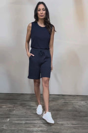 The Must Have Linen Look Pull On Shorts - Darknavy