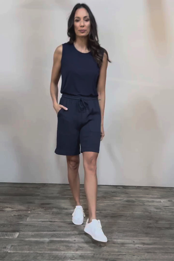 The Must Have Linen Look Pull On Shorts - Darknavy
