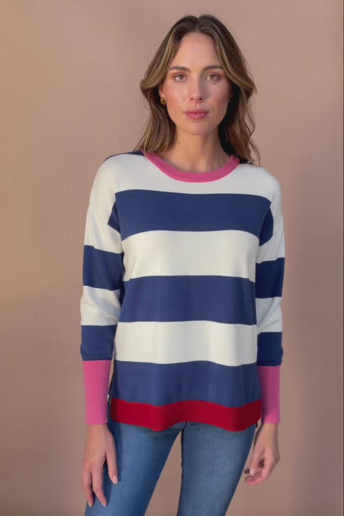 Elvie Block Stripe Knit - Navystripe