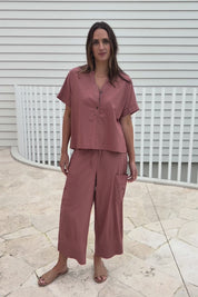 Perfect Tone Linen Cotton Pull On Cargo Pants – Antique
