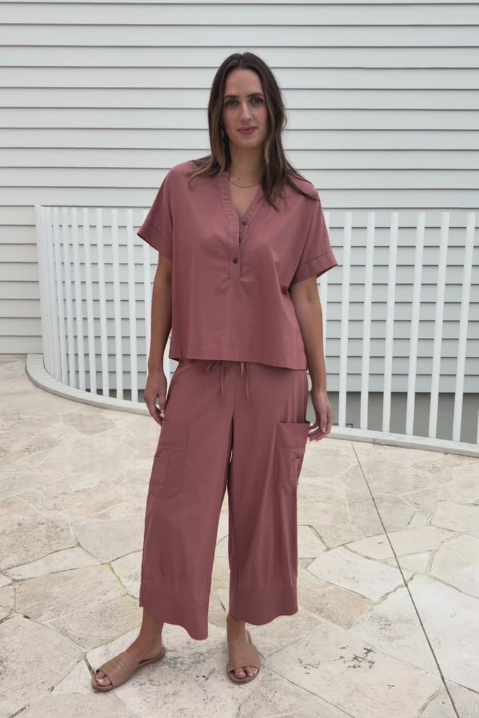 Perfect Tone Linen Cotton Pull On Cargo Pants – Antique