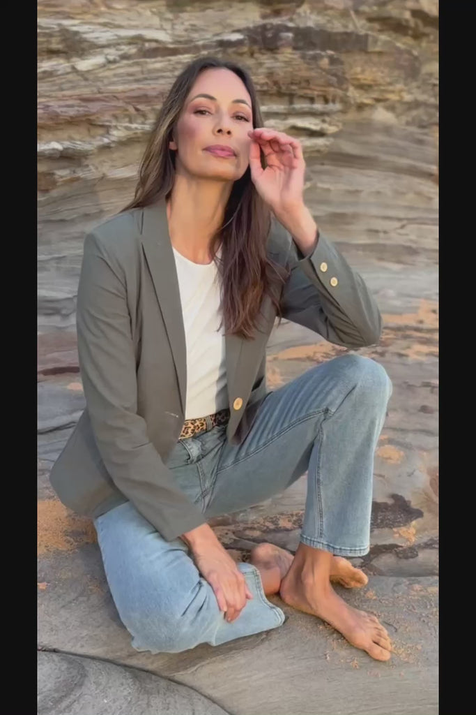Cotton Linen Blazer - Khaki