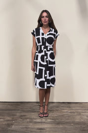 The Printed Cotton Blend Shirt Dress - Blackwhite