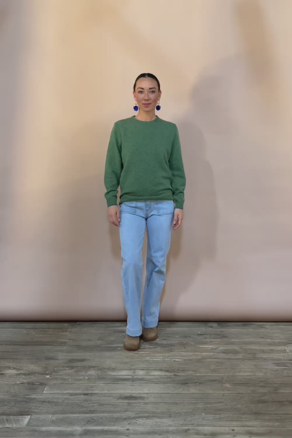 Wool Two Tone Jumper – Moss