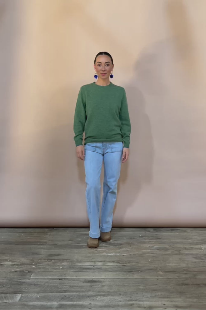 Wool Two Tone Jumper – Moss