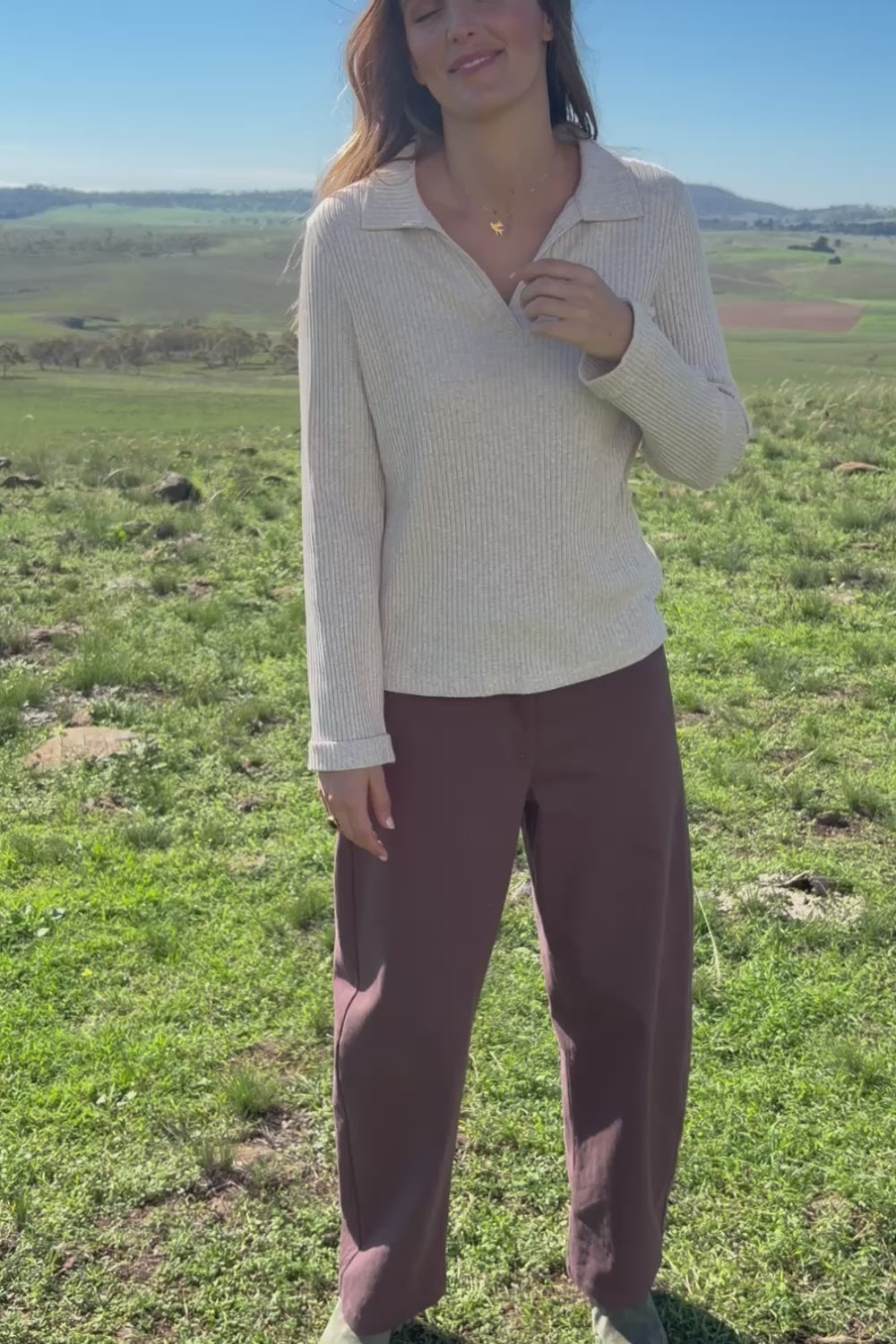 Easy Street Ribbed Long Sleeve Top – Sand
