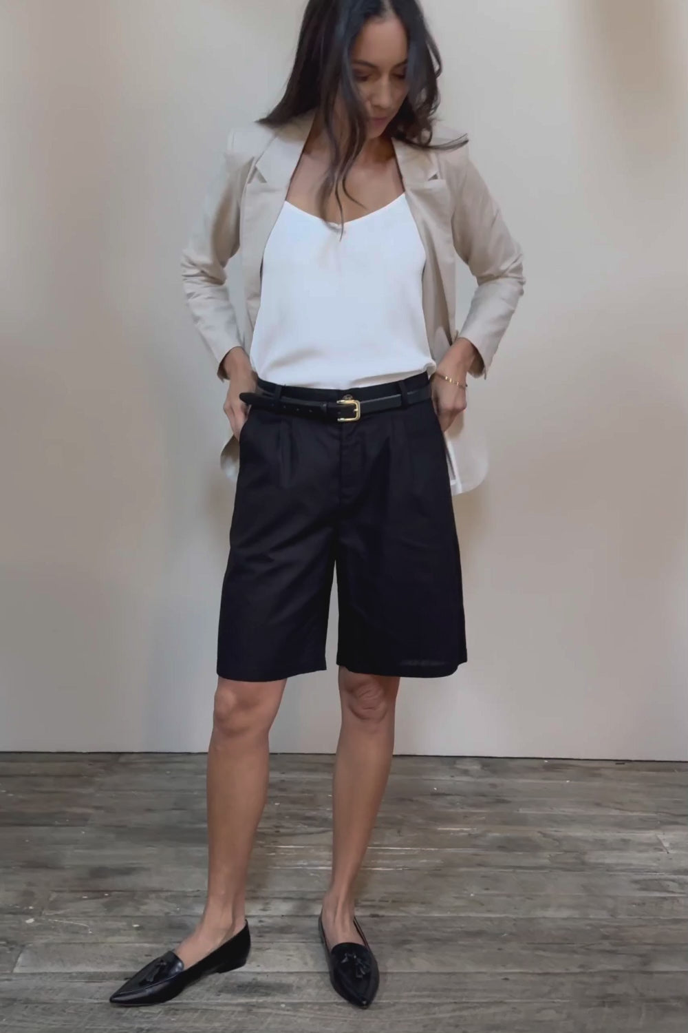 Linen Cotton Long Short - Black