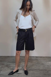 Linen Cotton Long Short - Black