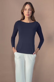 The Boat Neck Top - Navy