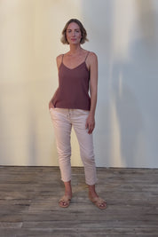 Robin Drawstring Pull On Pant - Beige