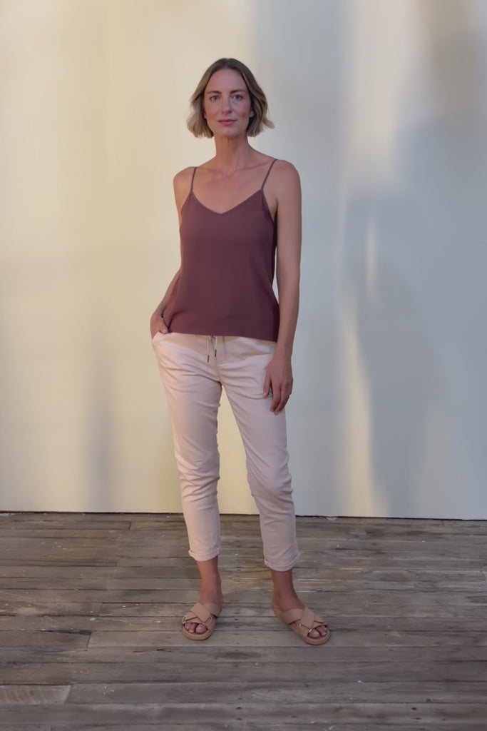 Robin Drawstring Pull On Pant - Beige