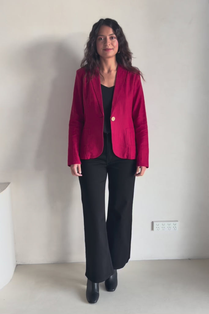 Cotton Linen Blazer – Red