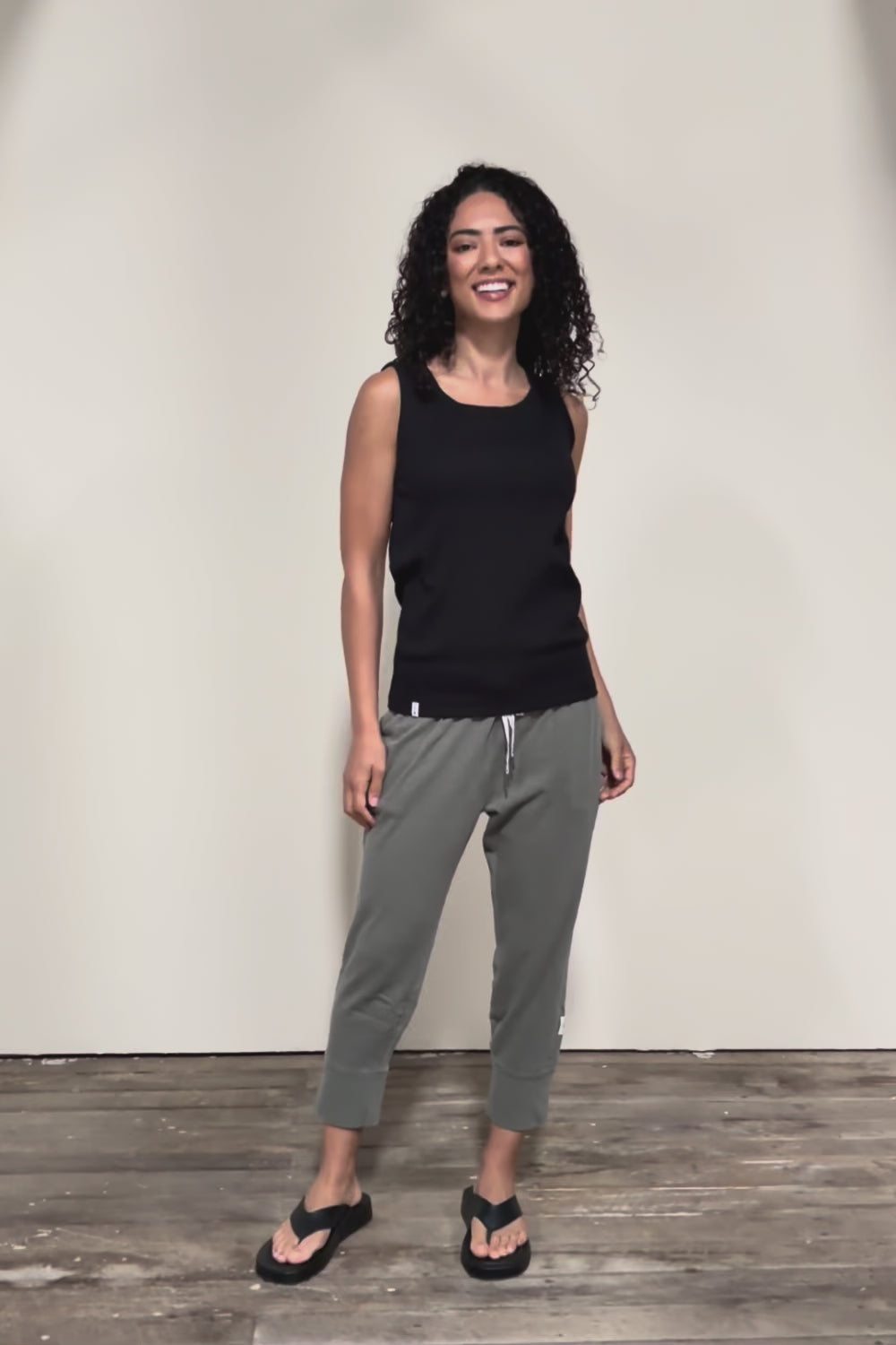 Fundamental Rib Crew Cotton Tank - Black