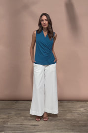 The Sleeveless Crossover Top - Tealblue