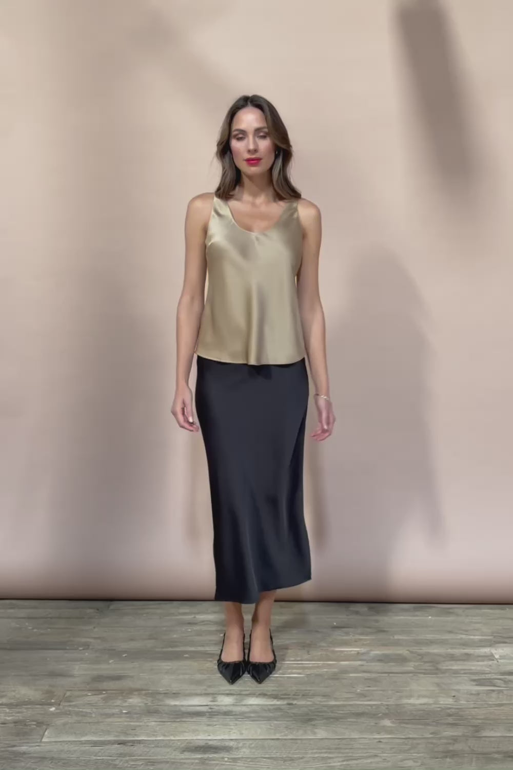 Loulou Satin Skirt - Black