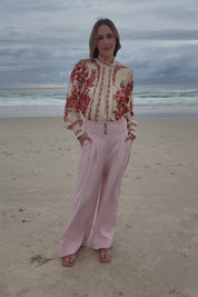 High Flying Wide Leg Pants - Palepink
