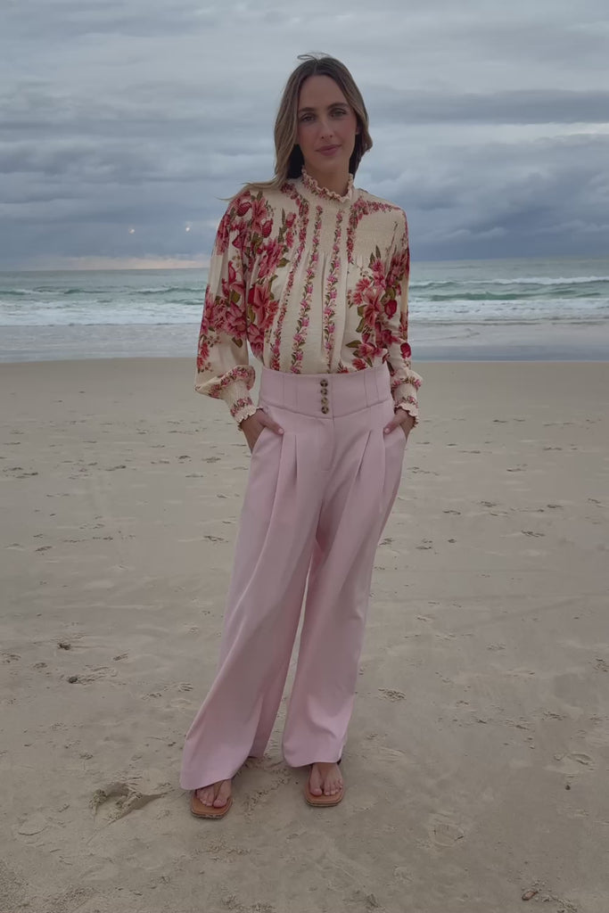 High Flying Wide Leg Pants - Palepink